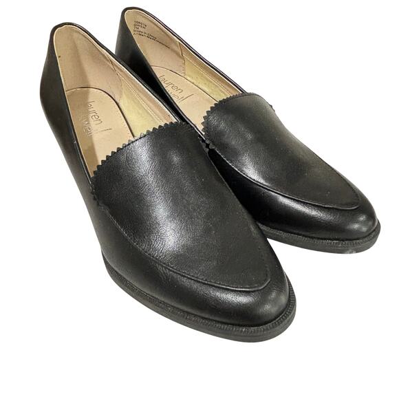 Lauren Blakwell 'Gwen' black leather pumps US 7M mid heel classic career basic - Picture 4 of 10